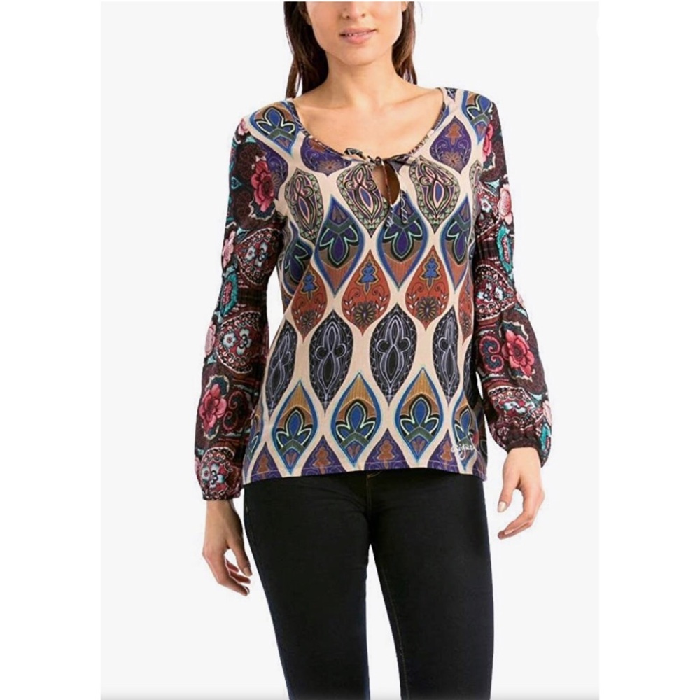 DESIGUAL Paisley Print Viscose T Blouse S A7
